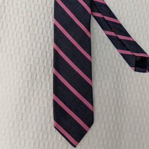 J Crew Dark Grey w/ Pink Striped Thin Tie